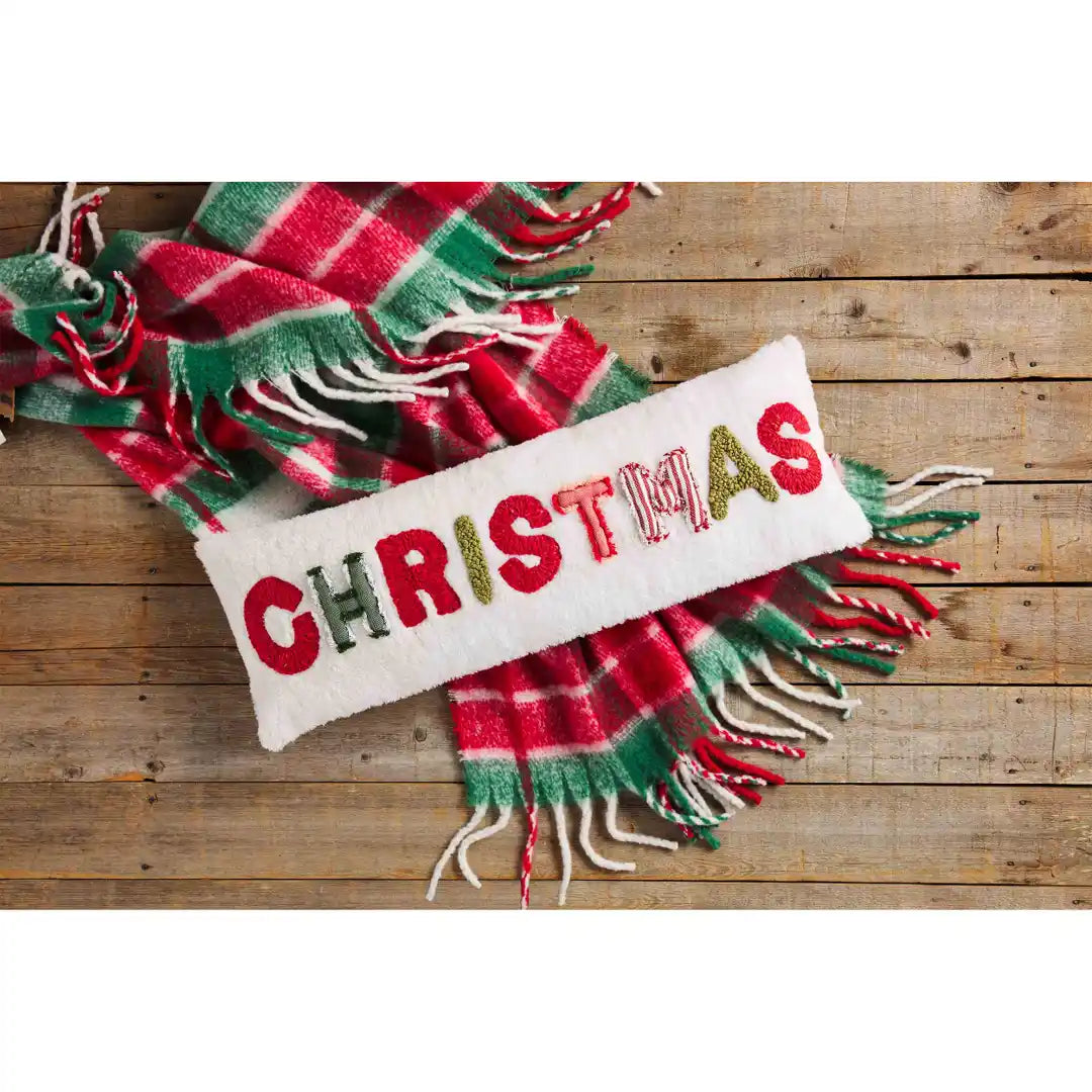 MUD PIE CHRISTMAS FUZZY FABRIC PILLOW