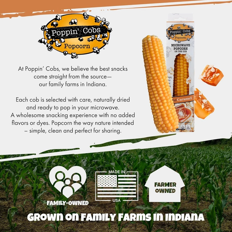 Poppin' Cobs Popcorn On the Cob with Salted Caramel Seasoning