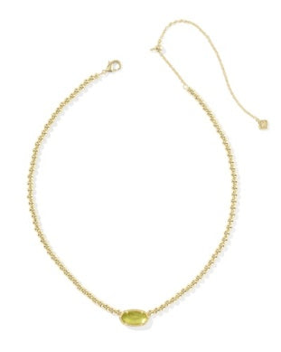 KENDRA SCOTT ELISA BEADED NECKLACE GOLD CHARTREUSE GREEN MOTHER OF PEARL