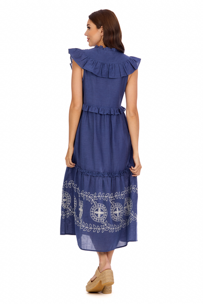 MUD PIE RADFORD EMBROIDERED MIDI DRESS