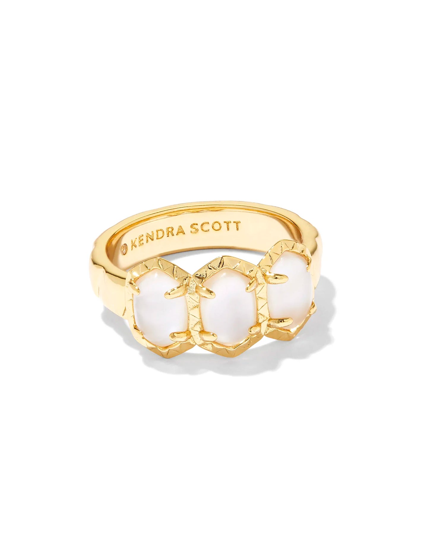 KENDRA SCOTT DAPHNE BAND RING GOLD IVORY MOTHER OF PEARL 7