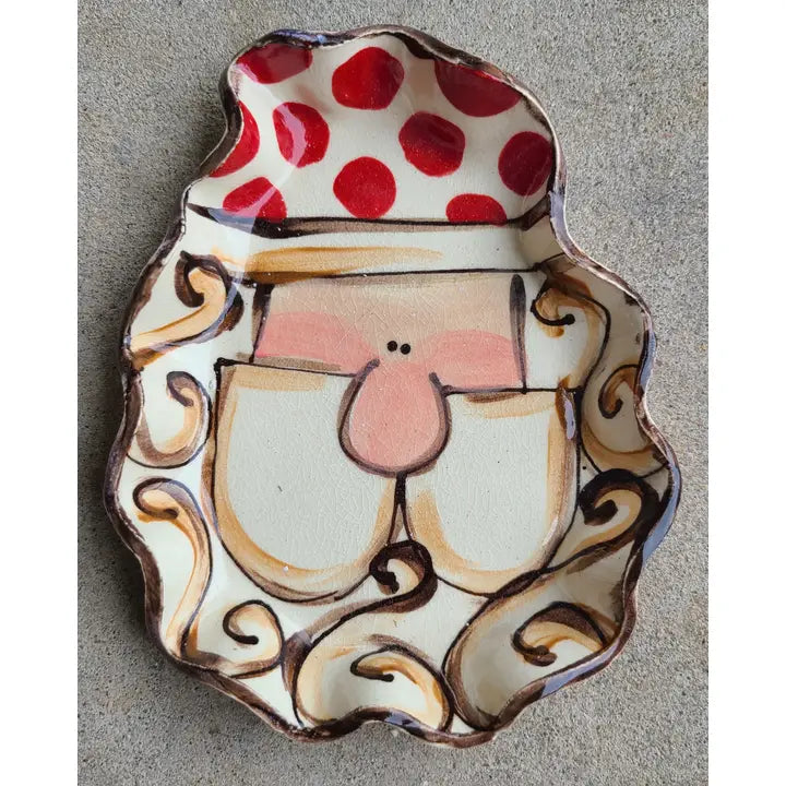 Heartfelt Traditions Freeform Ruffled Plate (Santa Dots)