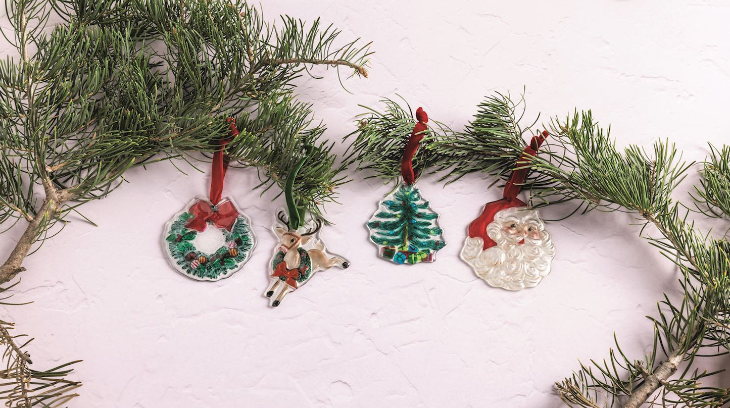 MUD PIE CLASSIC CHRISTMAS GLASS ORNAMENT
