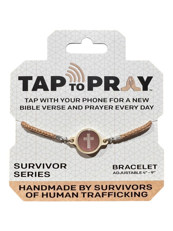 Versible Tap To Pray™ - Survivor Series Handmade Bracelets-Mocha + Cross