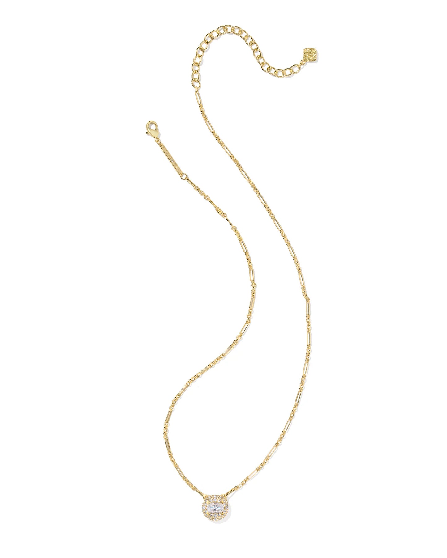 KENDRA SCOTT BELLA SHORT PENDANT NECKLACE GOLD WHITE CZ