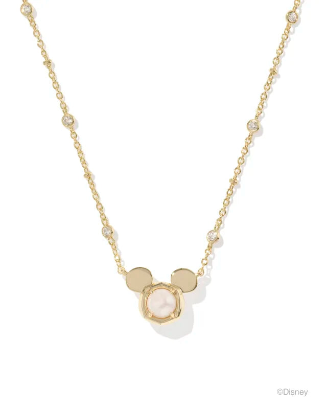 KENDRA SCOTT MICKEY MOUSE PENDANT NECKLACE GOLD WHITE PEARL