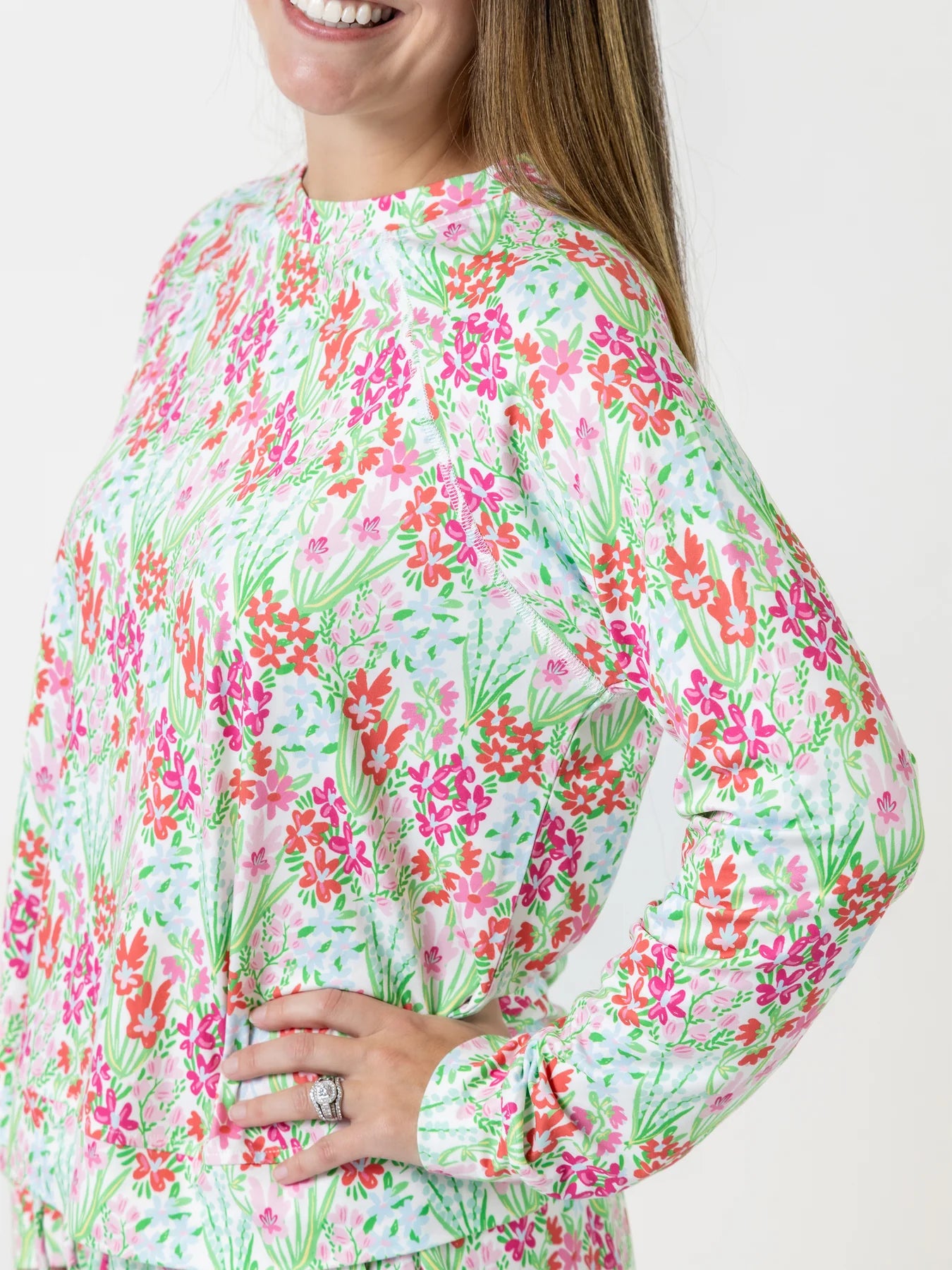 Mary Square Women's Annie Shorts Set | Happy Blooms Pink