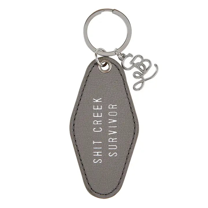 Santa Barbara Design Studio Face To Face Leather Motel Key Tag - Shit Creek Survivor