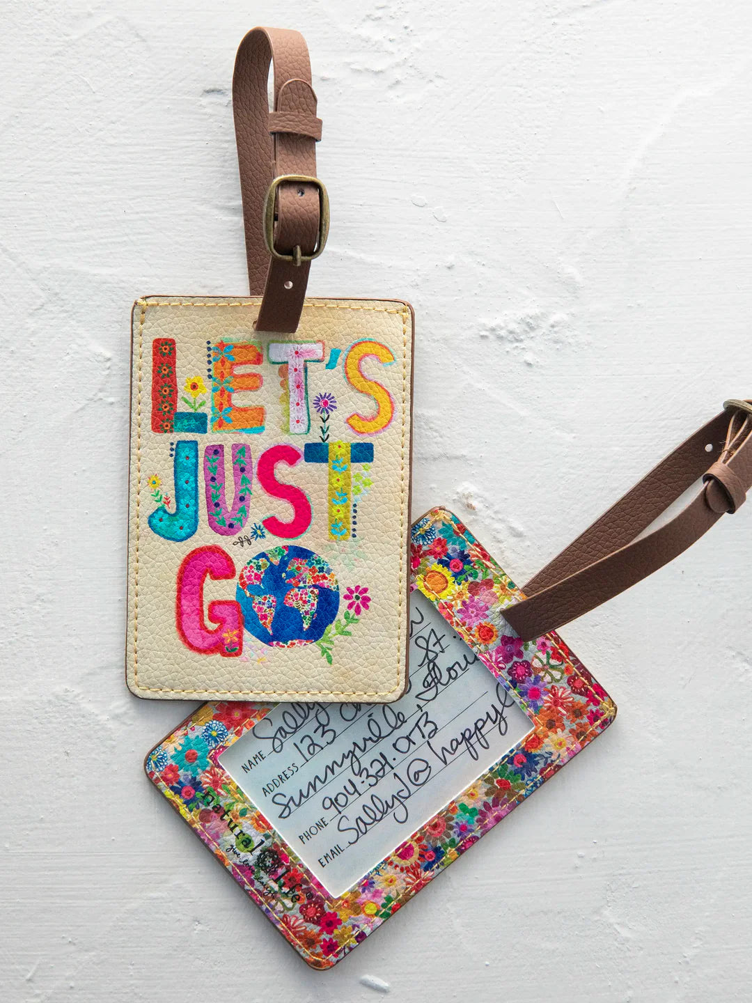 Natural Life Travel Happy Luggage Tag-Let's Just Go