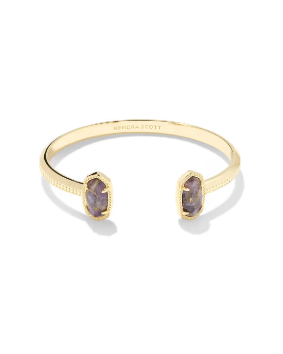 KENDRA SCOTT ELTON CUFF BRACELET GOLD BRONZE VEINED PURPLE AMETHYST