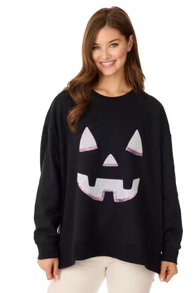 MUD PIE JACK-O-LANTERN SPARKLE ONE SIZE SWEATSHIRT