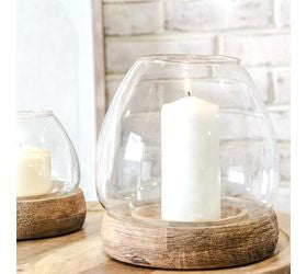 Pd HOME LG. CANDLE HOLDER WOOD BASE