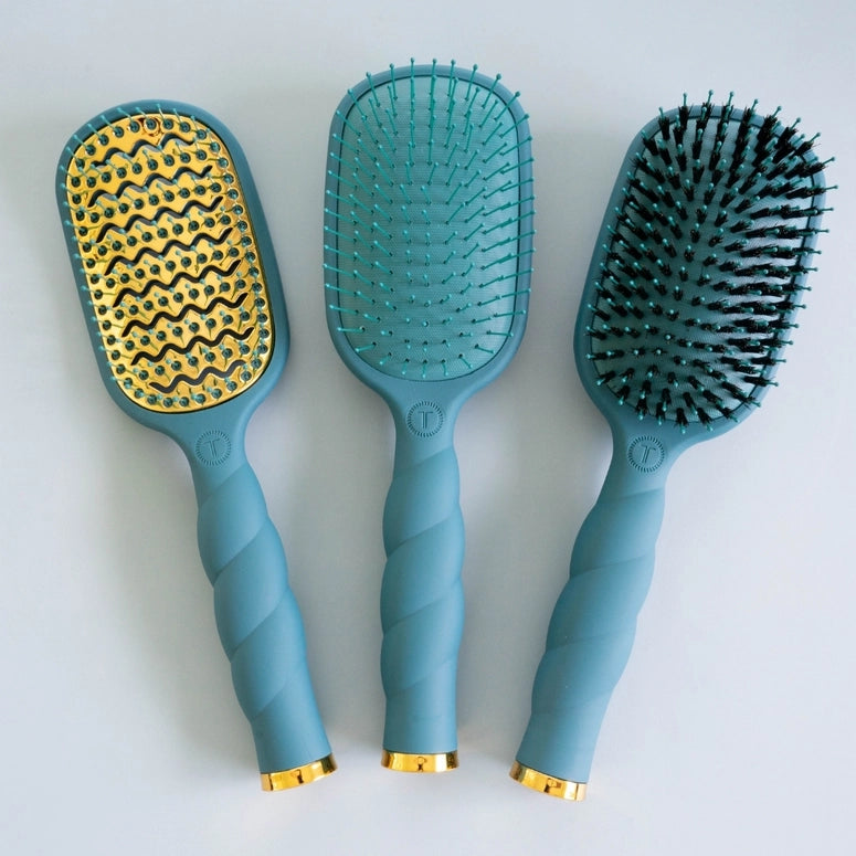 Teleties Boar Bristle Hair Brush - Teal with It