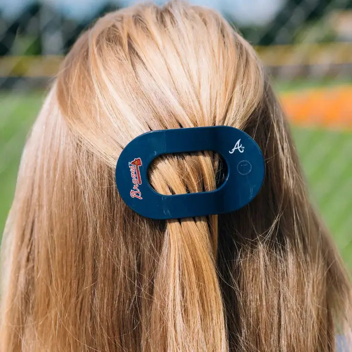 Teleties Flat Round Hair Clip | Medium | Atlanta Braves