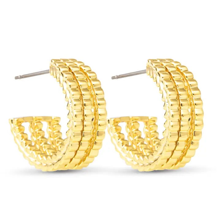 Amanda Blu Gold Mia Polished Triple Hoop Huggie