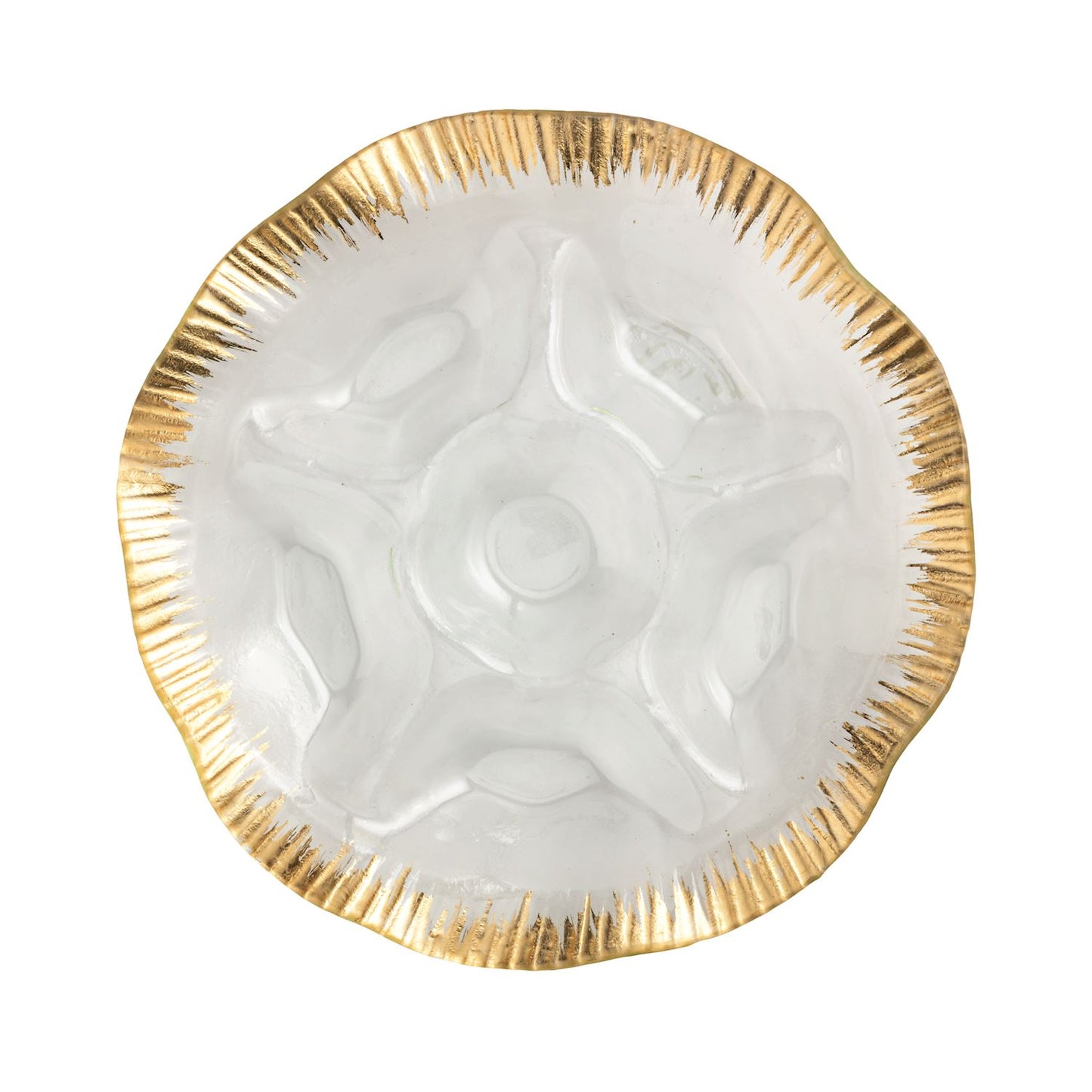 MUD PIE GOLD EDGE RUFFLE SECTION PLATTER