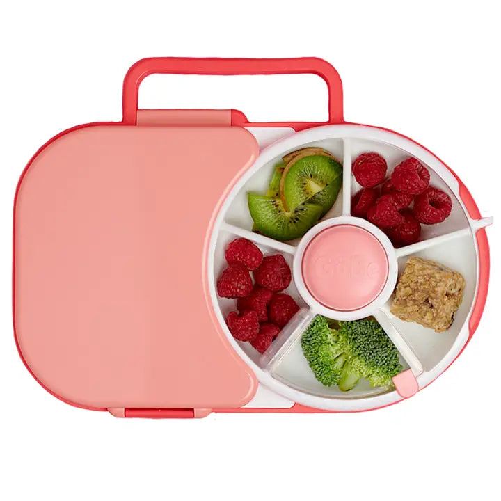 Gobe Kids 2-in-1 Lunchbox with Small Snack Spinner Flip-Watermelon Pink