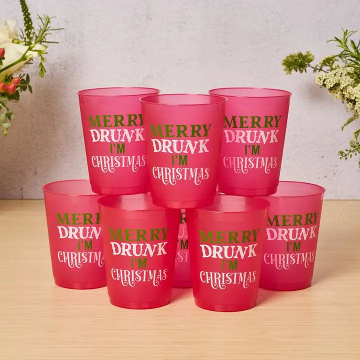 Sophistiplate Christmas Cocktail Frost Flex Cups/8pk - Merry Drunk I'm Christmas
