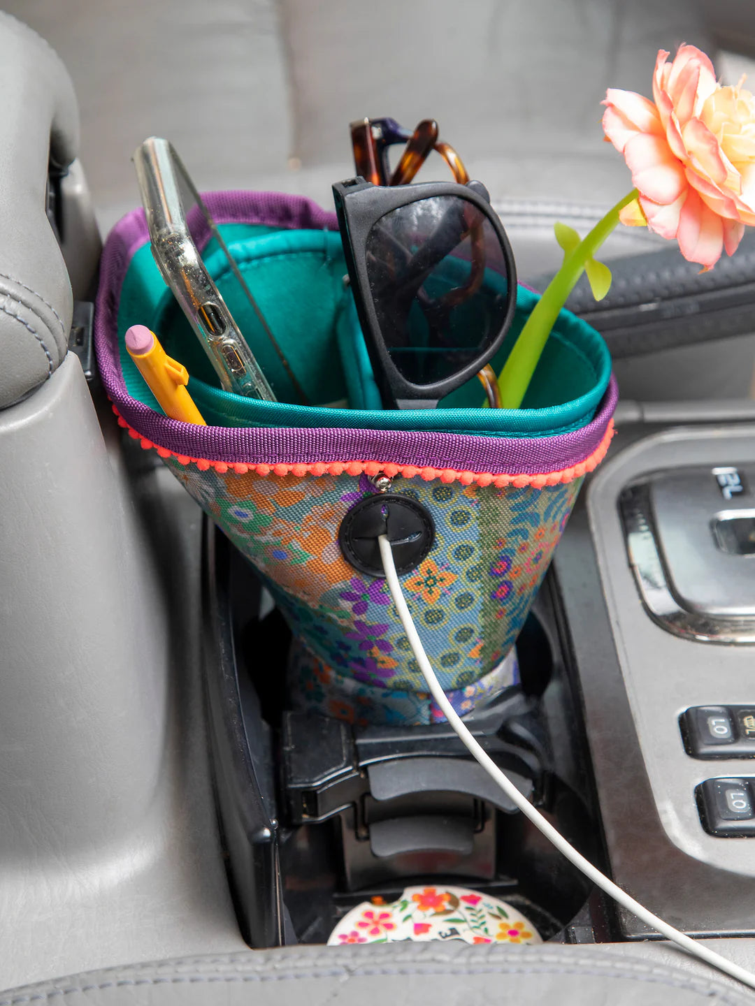 Natural Life Car Cup Holder Organizer-Vintage Patchwork