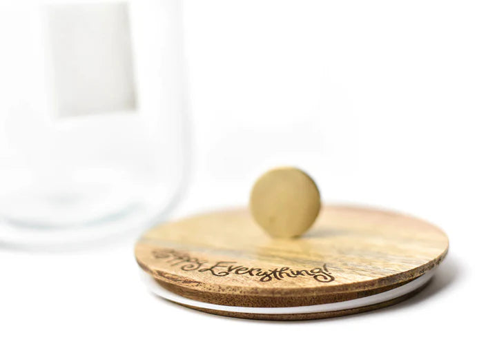 HAPPY EVERYTHING! MINI WOODEN LID GLASS JAR (MEDIUM)
