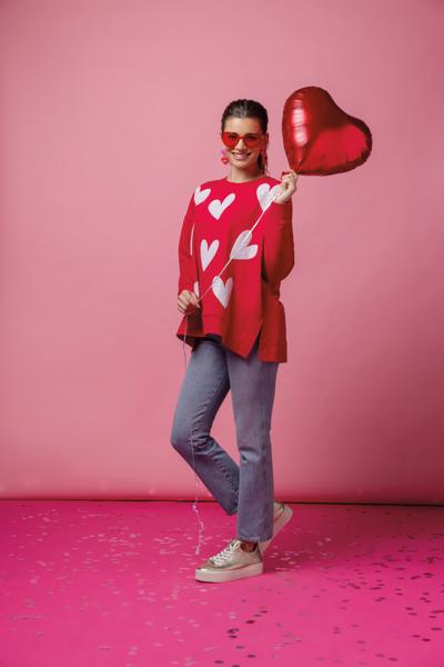 MUD PIE VALENTINE SPARKLE SWEATSHIRT-RED