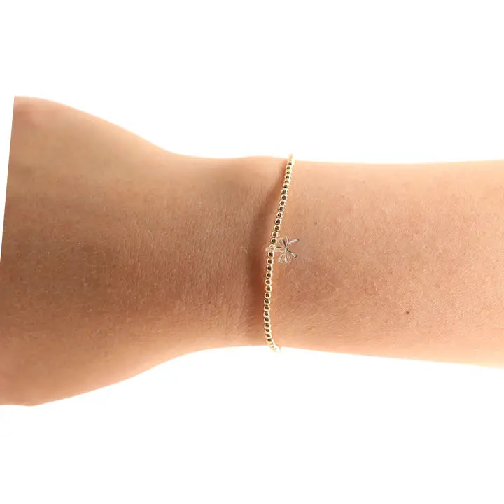 Beaded Blondes Mini Gold Bow Charm Bracelet