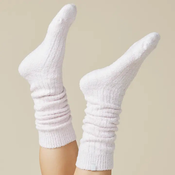 Softies Women's Soft, Cozy, Slouchy Marshmallow Socks with Grippers-Heather Blush Pink