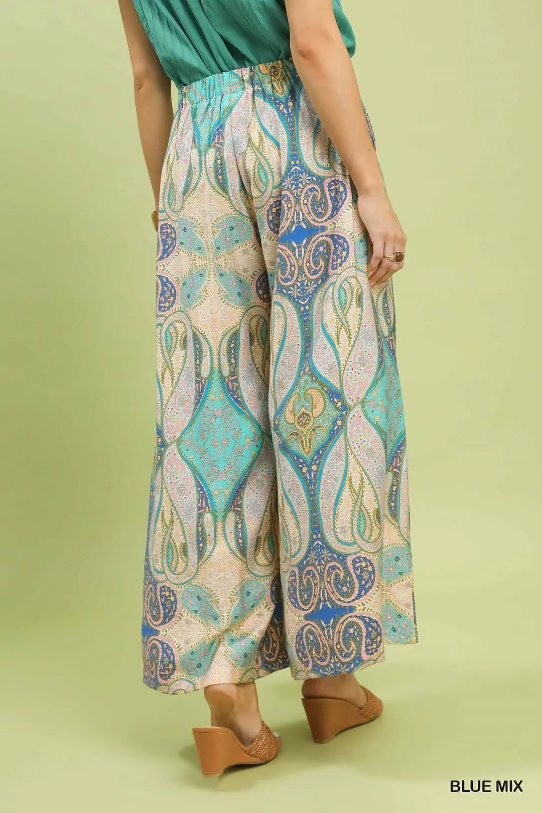 Umgee Printed Pull-On Skirt Pants
