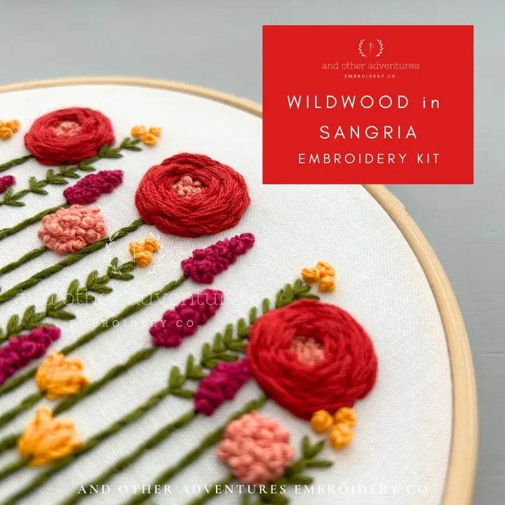 And Other Adventures Embroidery Co Hand Embroidery Kit - Wildwood in Sangria