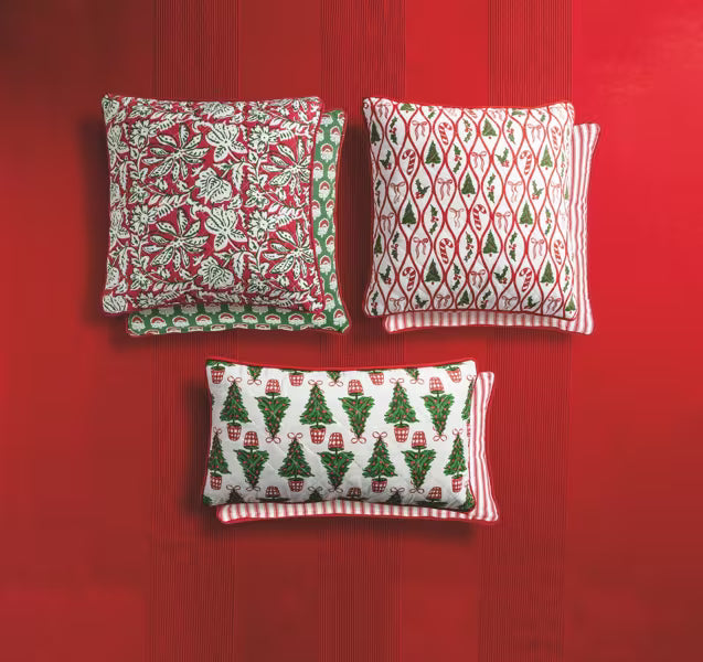MUD PIE BLOCK PRINT QUILTED PILLOW