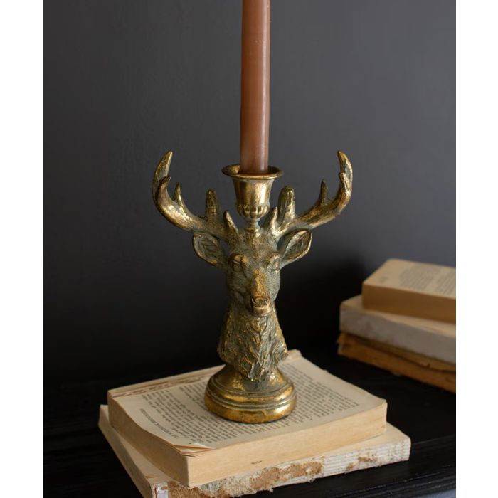 Kalalou Resin Taper Candle Holder / Deer