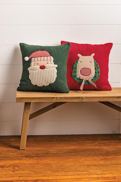 MUD PIE REINDEER KNIT PILLOW