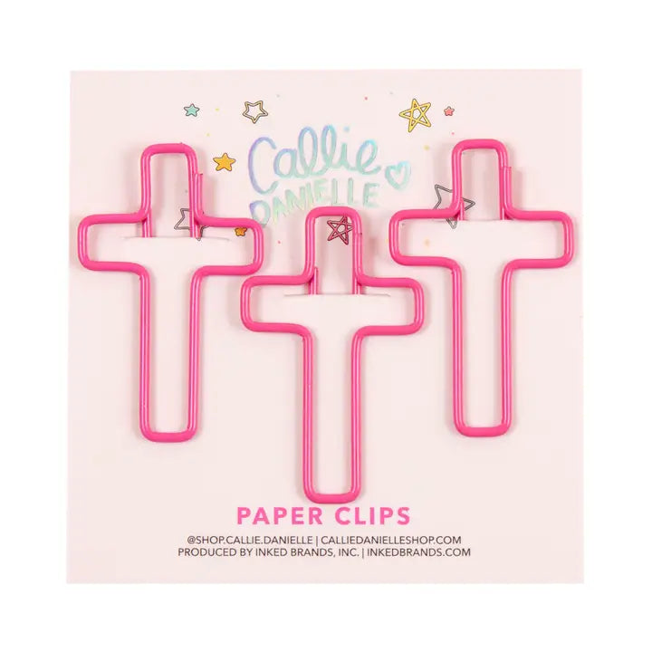 Pink Cross Paperclips