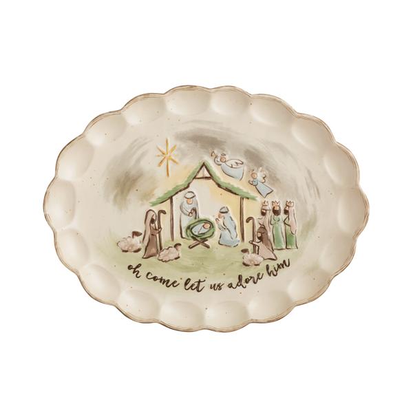 MUD PIE SCALLOPED NATIVITY PLATTER
