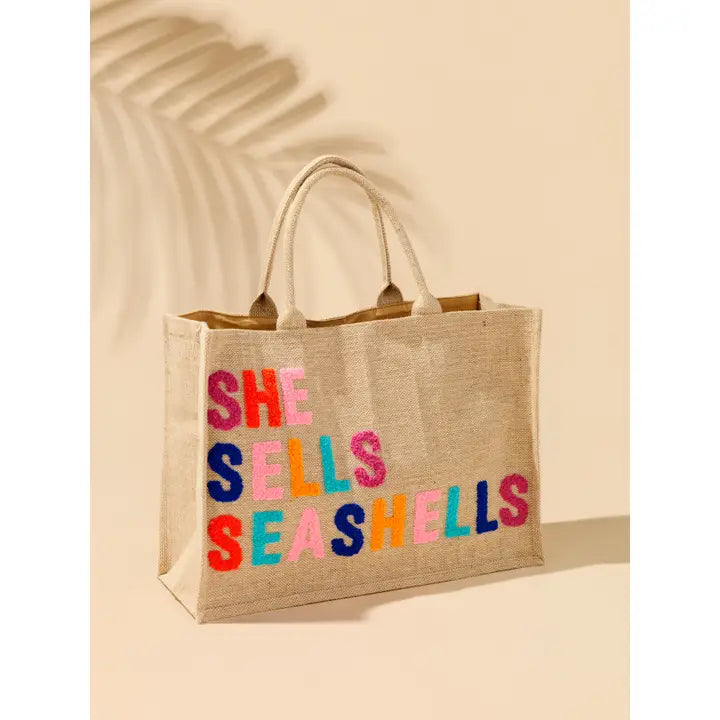 Shiraleah "She Sells Seashells" Beach Bag,Natural