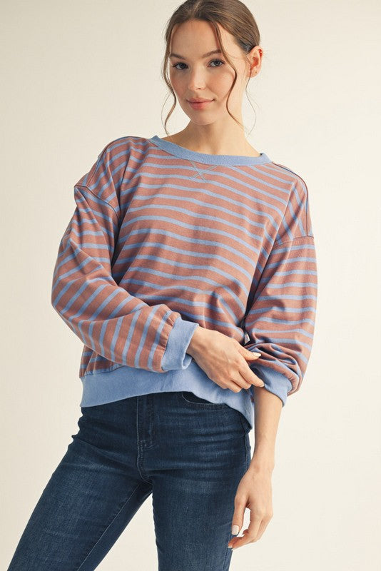 Jodifl V-notched Neck Stripe Top