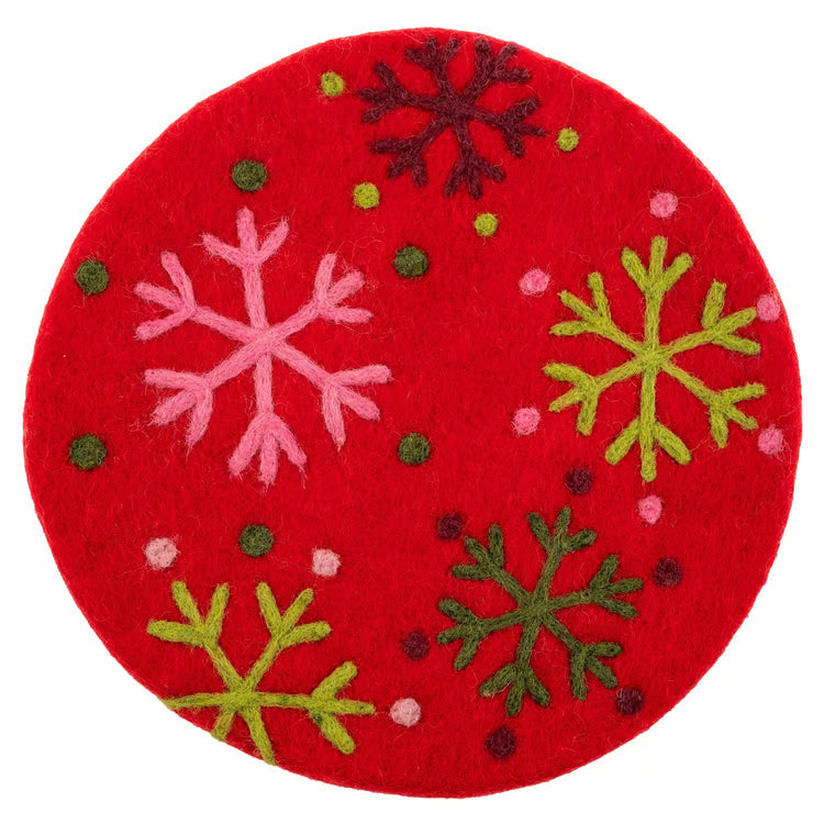 KARMA ROUND FELT TRIVET SNOWFLAKES
