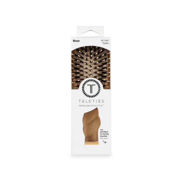 Teleties Mini Boar Bristle Hair Brush - Tan
