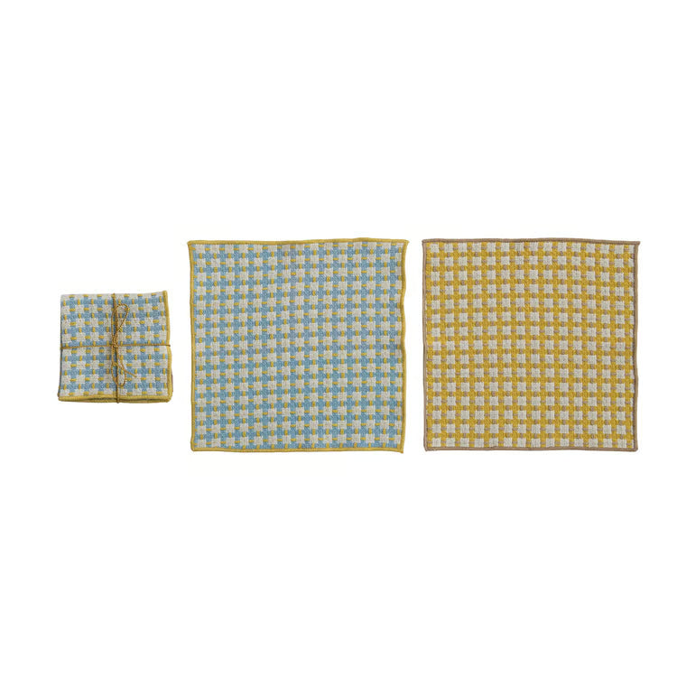 HAZEL MAZEL S/2 Woven Cotton Dish Cloth w Plaid