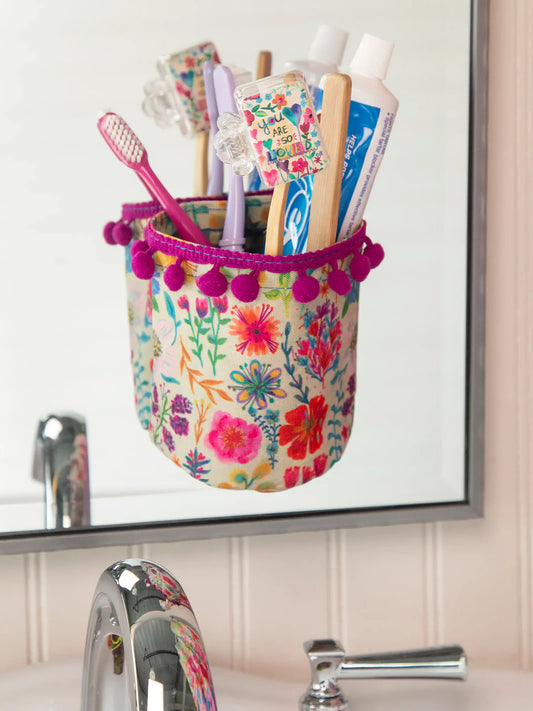 Natural Life Suction Mounted Toothbrush Holder-Rainbow Garden Cream