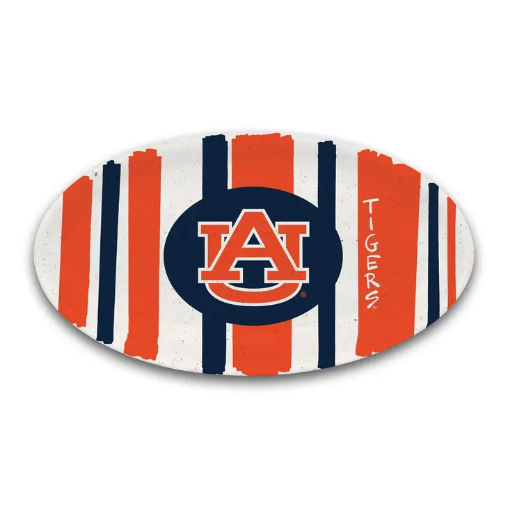 MAGNOLIA LANE AUBURN 12″ OVAL STRIPED PLATE