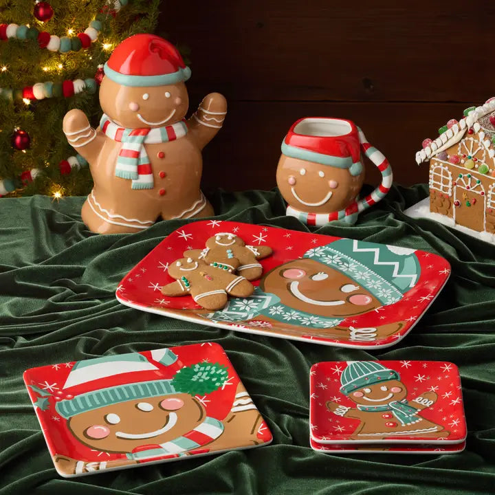 Certified International Christmas Whimsy Gingerbread Rectangular Platter 14in X 10in