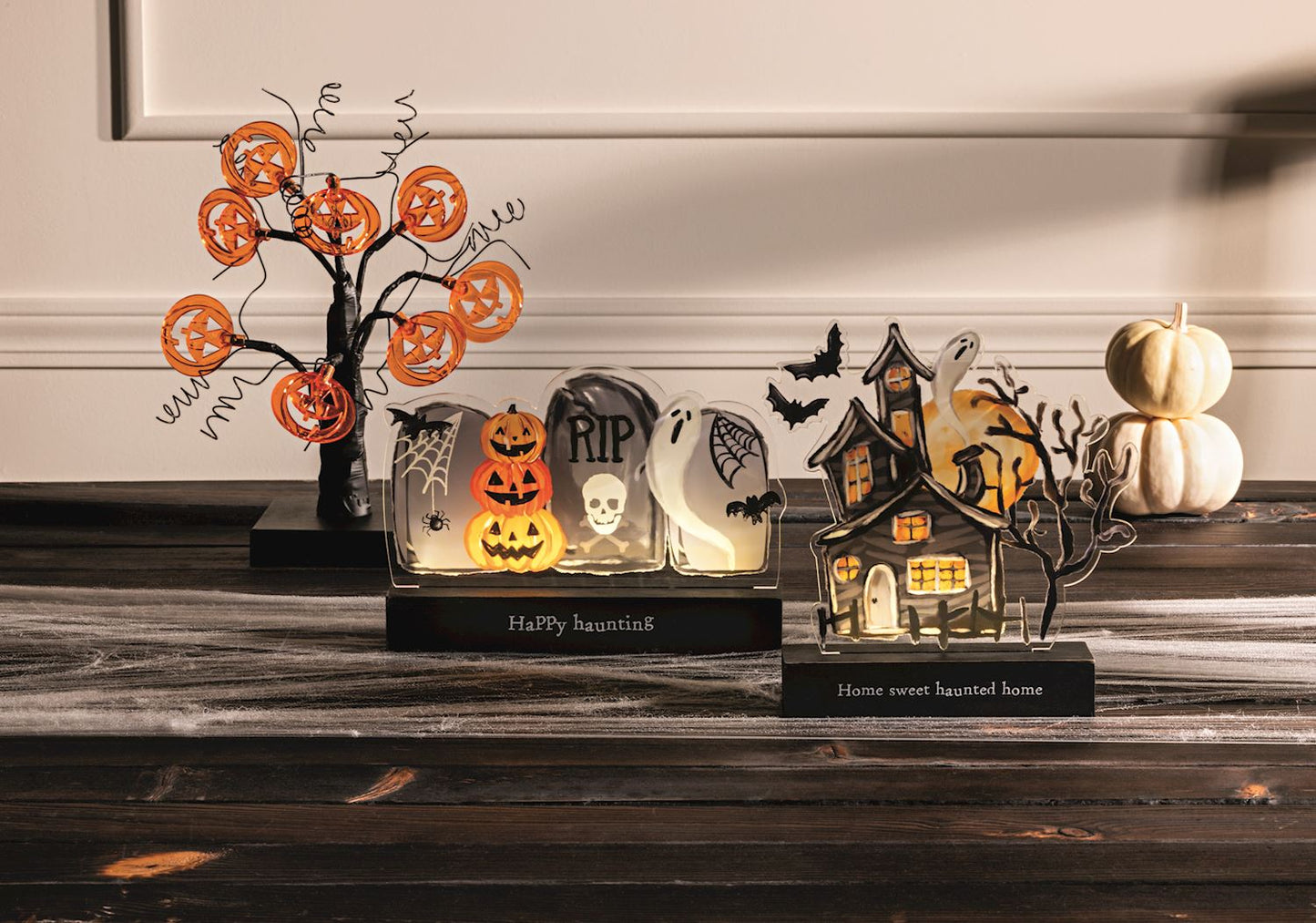 MUD PIE HALLOWEEN ACRYLIC LIGHT-UP SITTERS