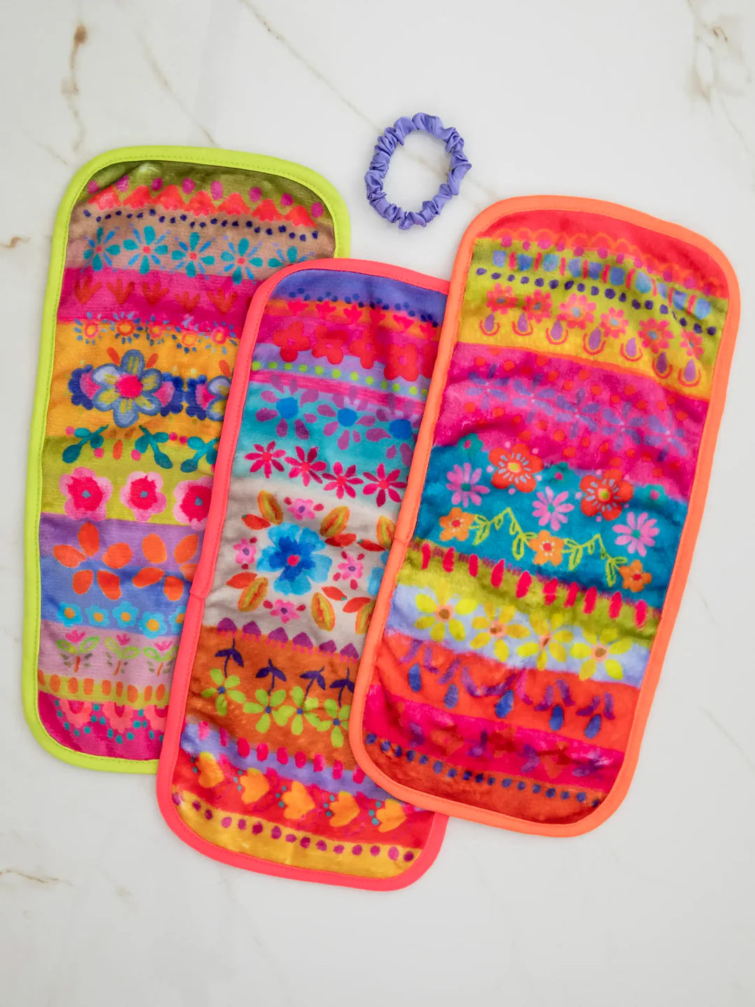 Natural Life Makeup Removing Cloths & Scrunchie Set-Multi Borders
