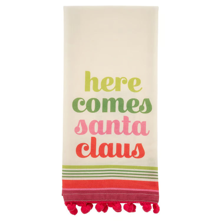 KARMA TEA TOWEL HERE COMES SANTA