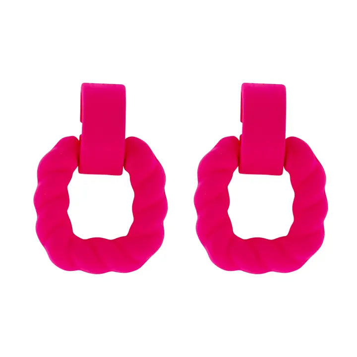Jane Marie Hot Pink Post with Rope Square Earring