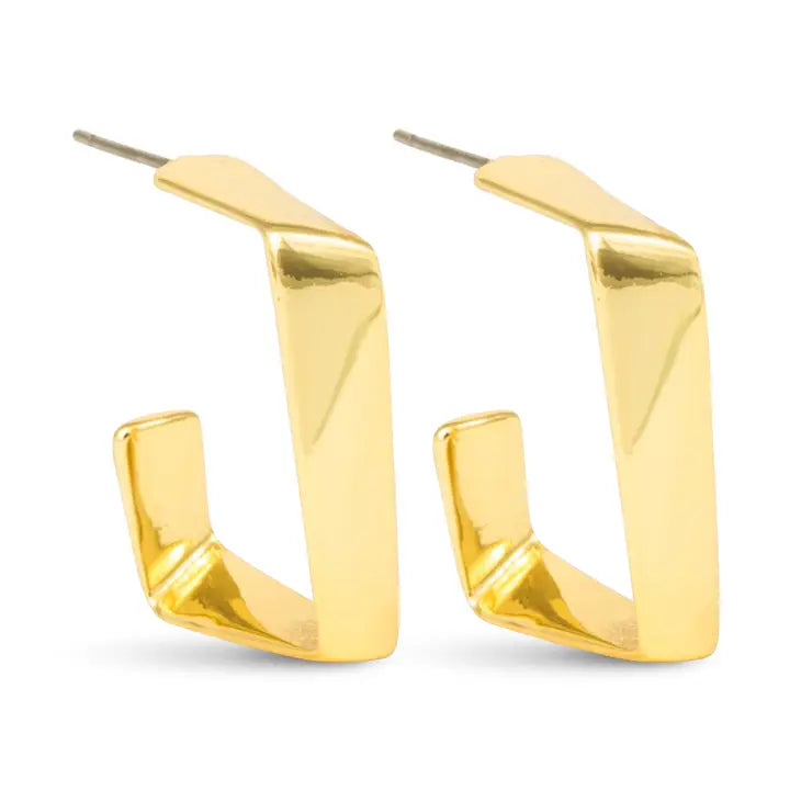 Amanda Blu Willow Polished Square Hoop Gold