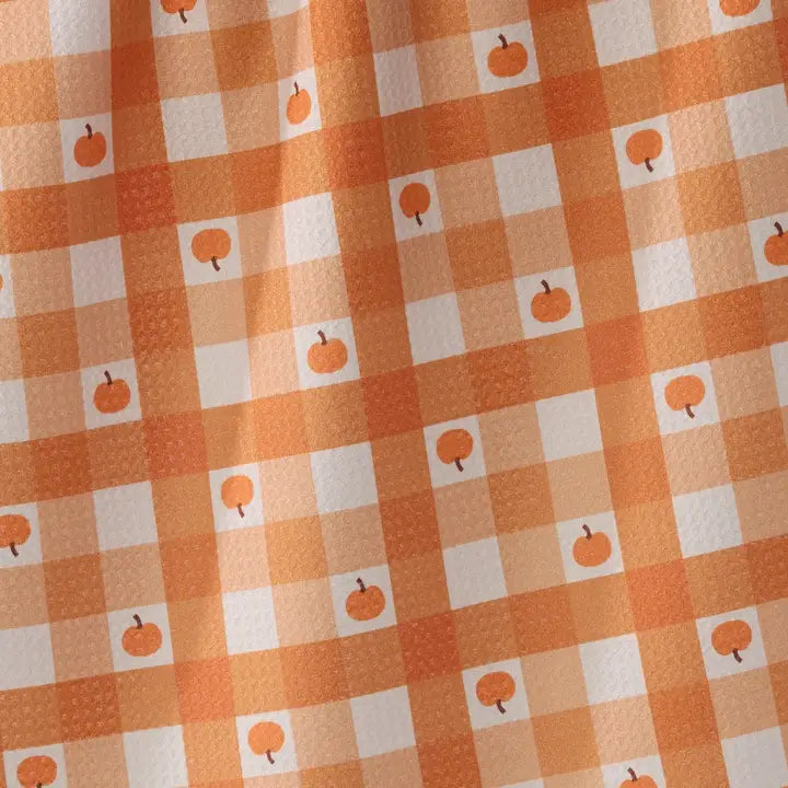 Geometry Pumpkin Check Tea Towel