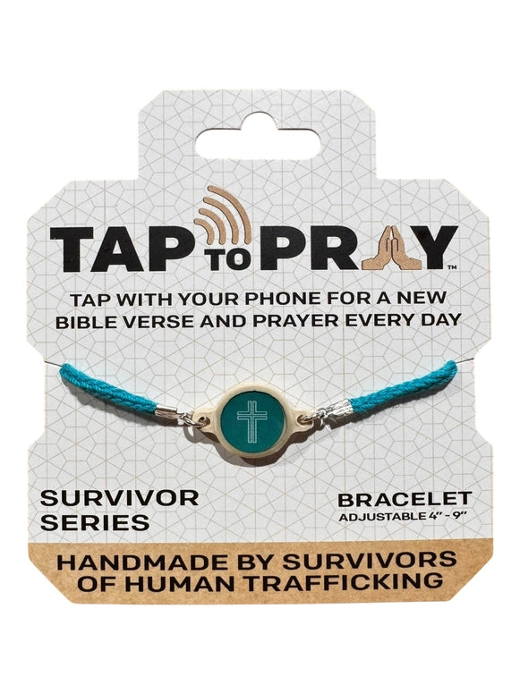 Versible Tap To Pray™ - Survivor Series Handmade Bracelets-Turquoise + Cross