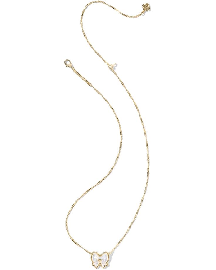 KENDRA SCOTT HALEY BOW SHORT PENDANT NECKLACE GOLD IVORY MOTHER OF PEARL